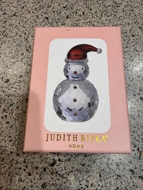 Judith Ripka Pink Boxed Crystal Snowman with Red Hat